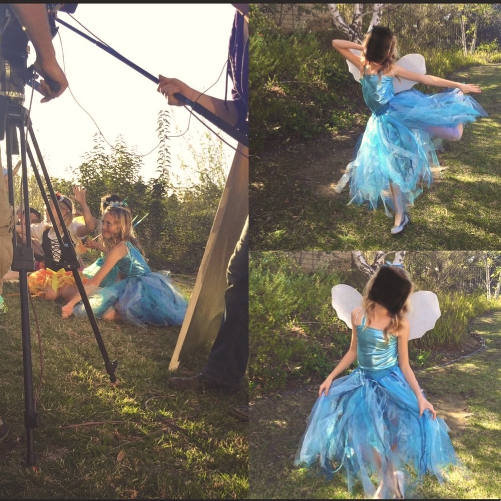 CUSTOM Kids Film Production Fairy Tulle Skirt In Shades Of Blue With Wings & Top